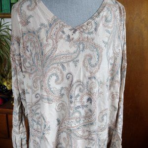J. Jill Women's Lightweight V-neck Paisley Sweater Sz XL